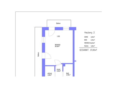 Apartment App."Heuberg 2" /Wohn-Schlafraum/DU,WC,Bal - Document photo 14