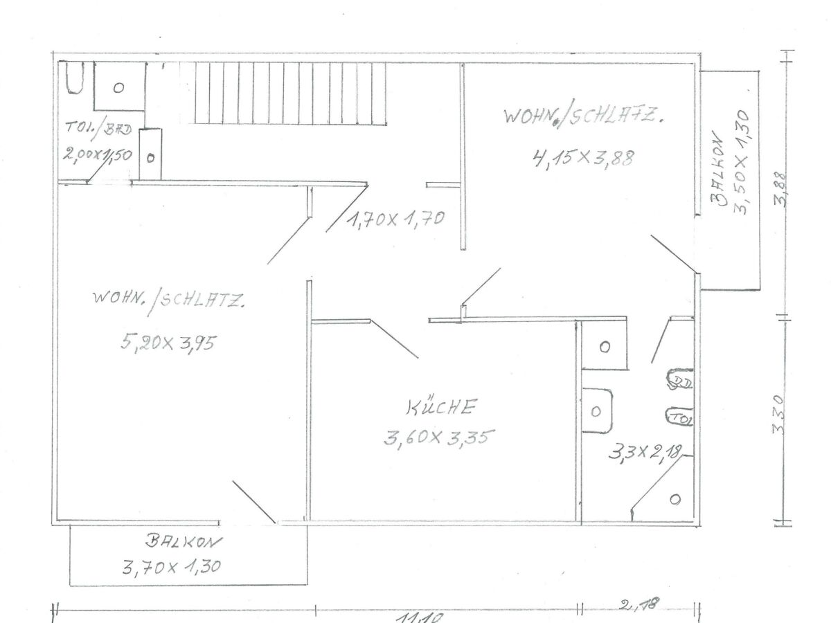 Apartment Appartement/Fewo, Bad, WC, Balkon