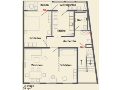 Apartment Appartement/Fewo, Dusche und Bad, WC, 2. Schlafraum in Neustadt-Hambach - Apartment