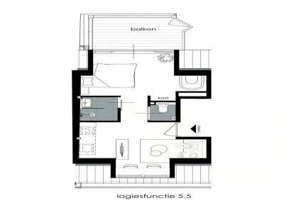 Apartment 2-person lodge on 2nd floor with view of dunes. - Document photo 17
